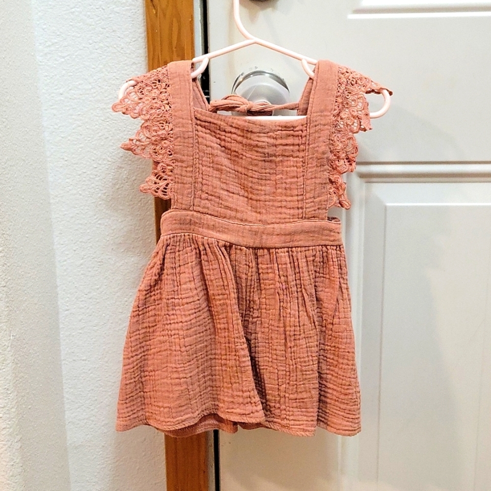 Lace cap sleeve pink summer dress